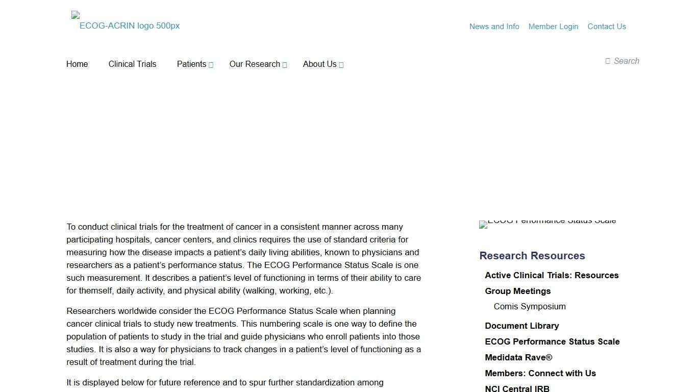 ECOG Performance Status Scale - ECOG-ACRIN Cancer Research Group